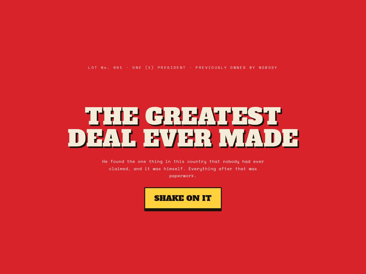 Landing-page snapshot of trumpdeal.fun