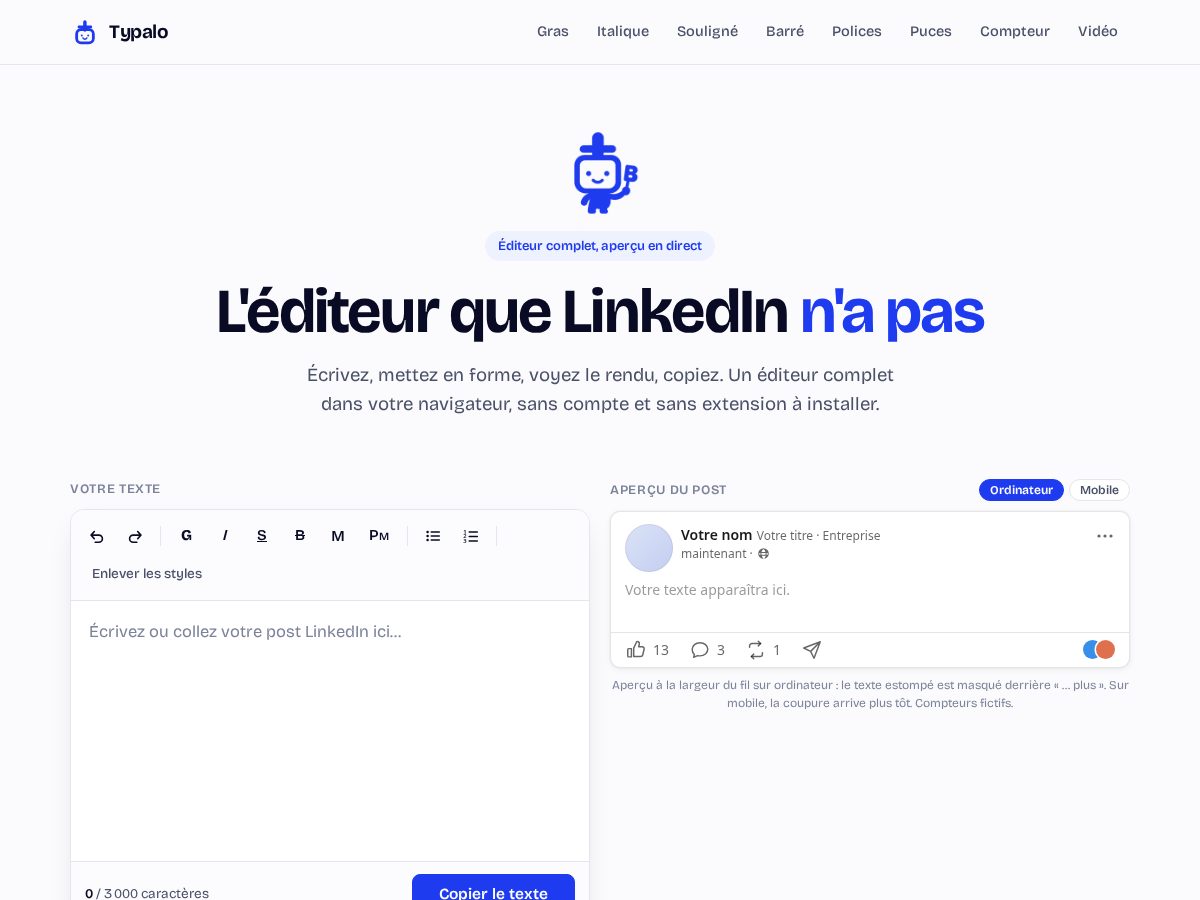 Landing-page snapshot of typalo.com