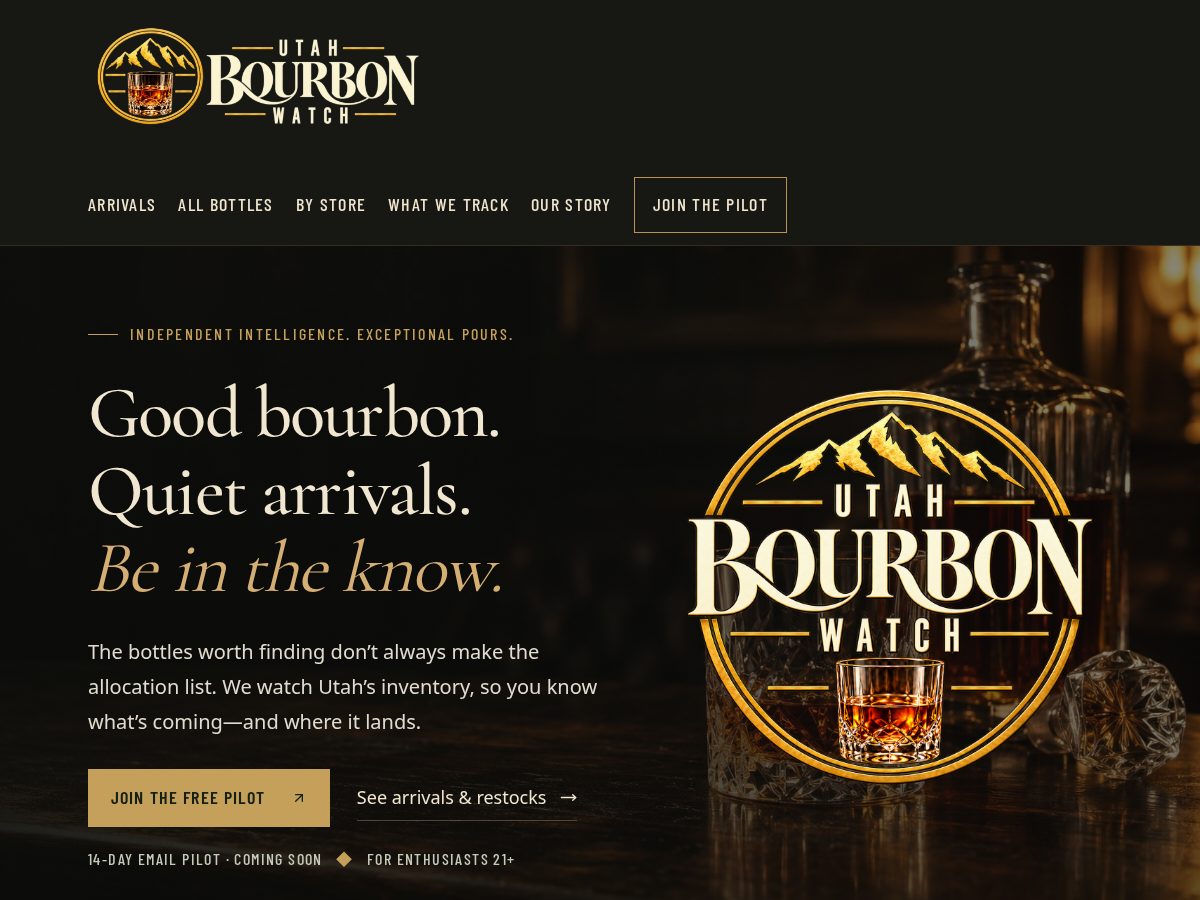 Landing-page snapshot of utahbourbonwatch.com