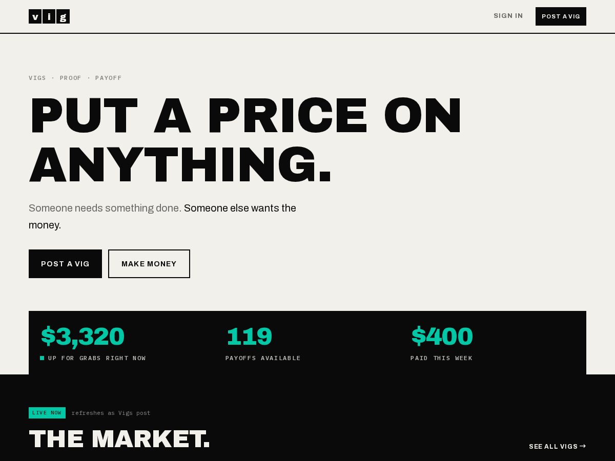 Landing-page snapshot of vig.link