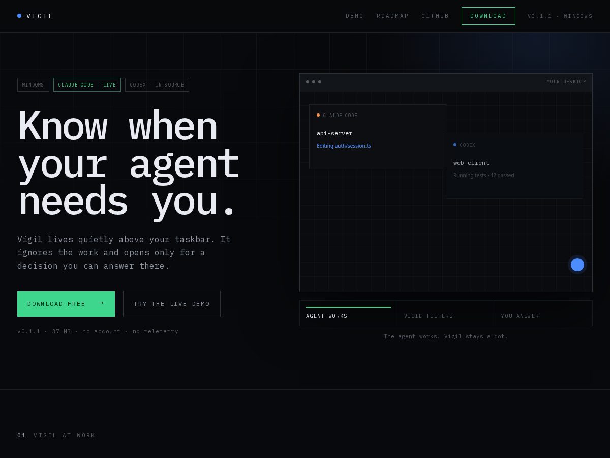Landing-page snapshot of vigilit.app