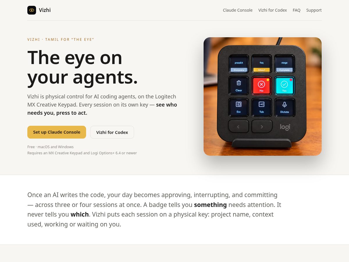 Landing-page snapshot of vizhi.dev