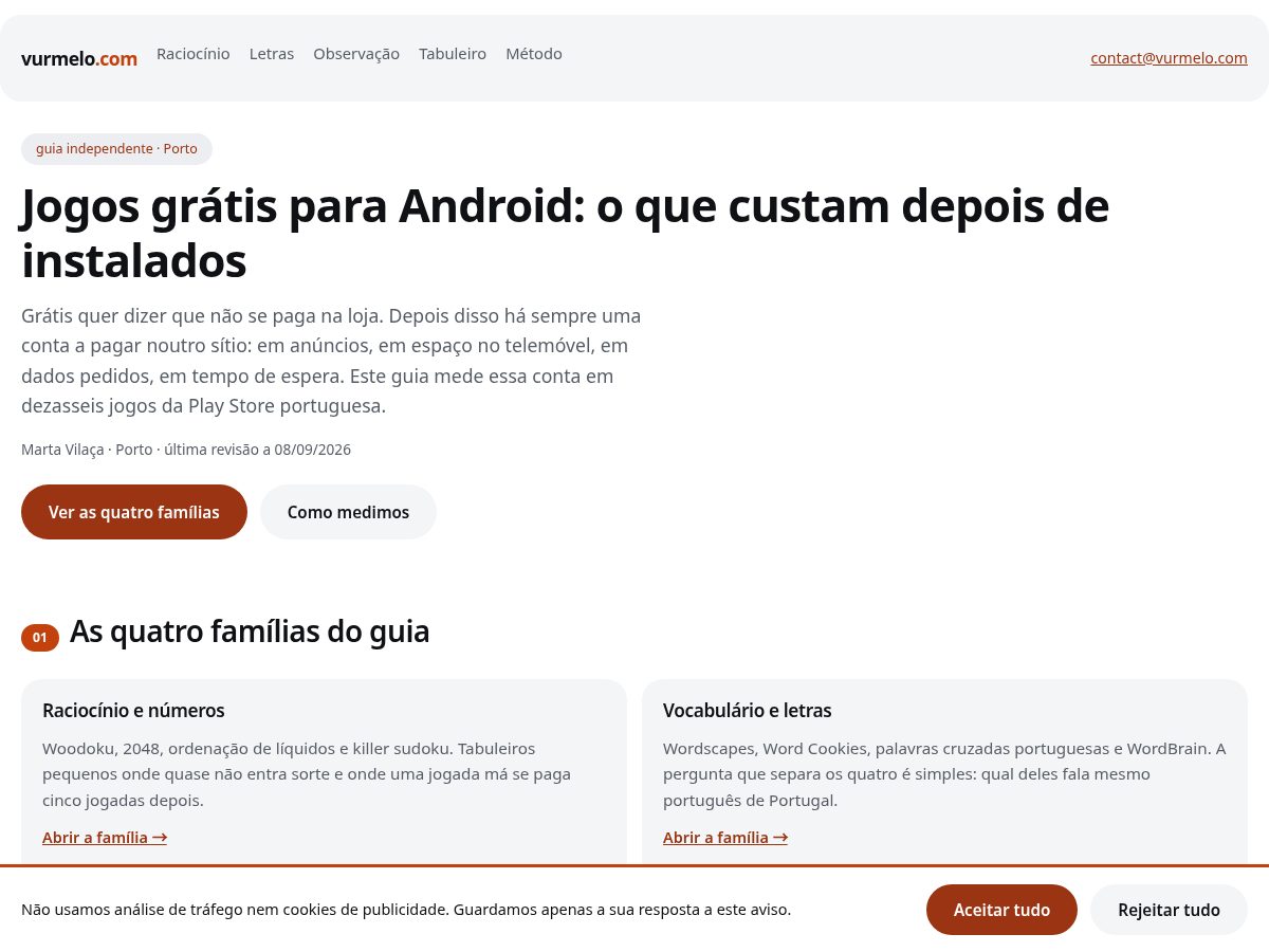 Landing-page snapshot of vurmelo.com