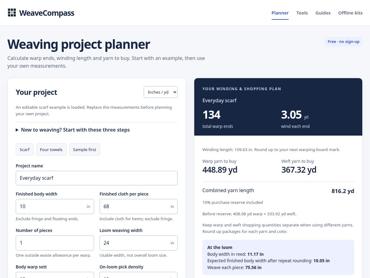 Landing-page snapshot of weavecompass.com