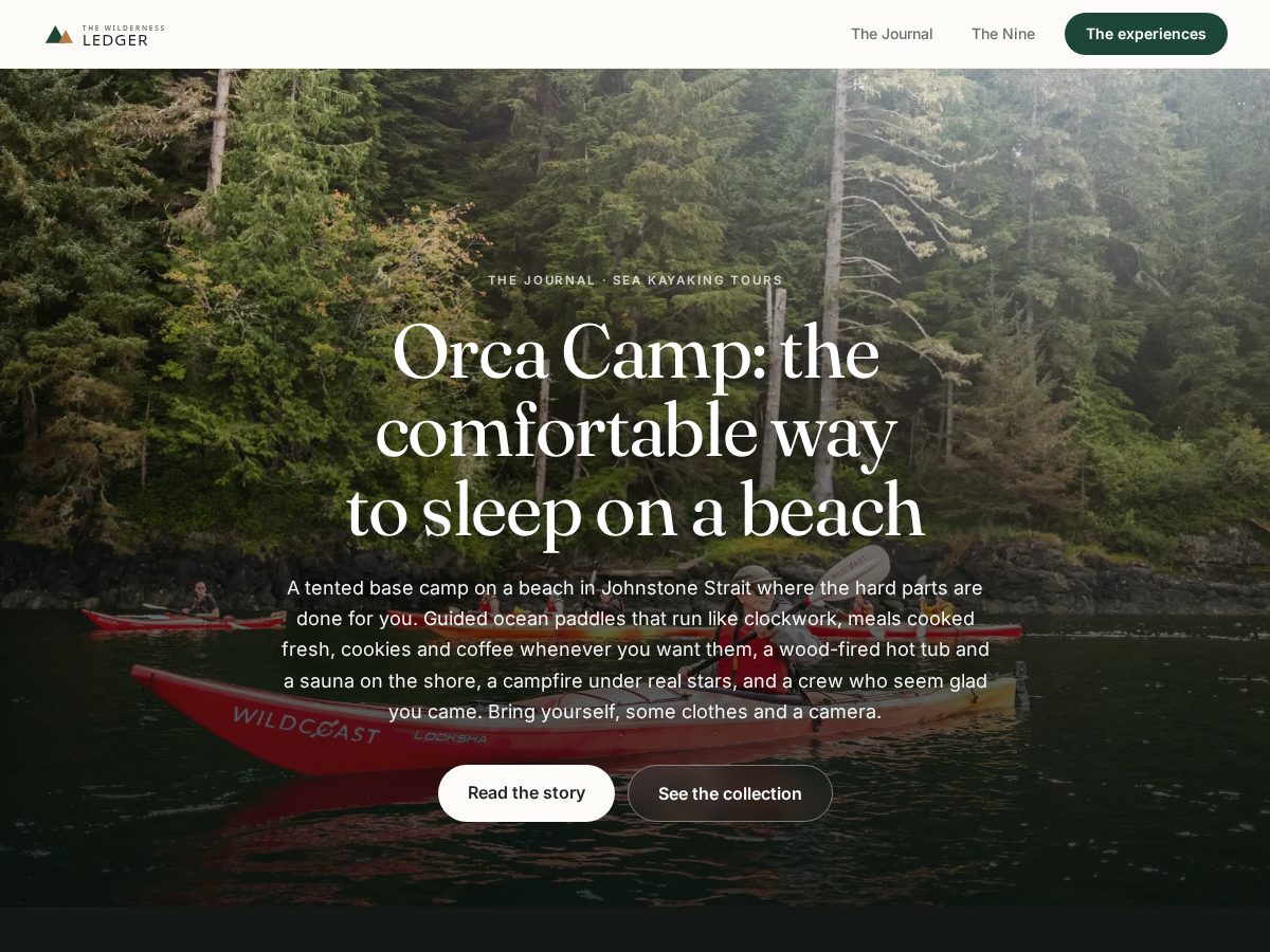 Landing-page snapshot of wildernessledger.com