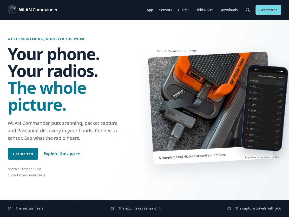 Landing-page snapshot of wlancommander.com