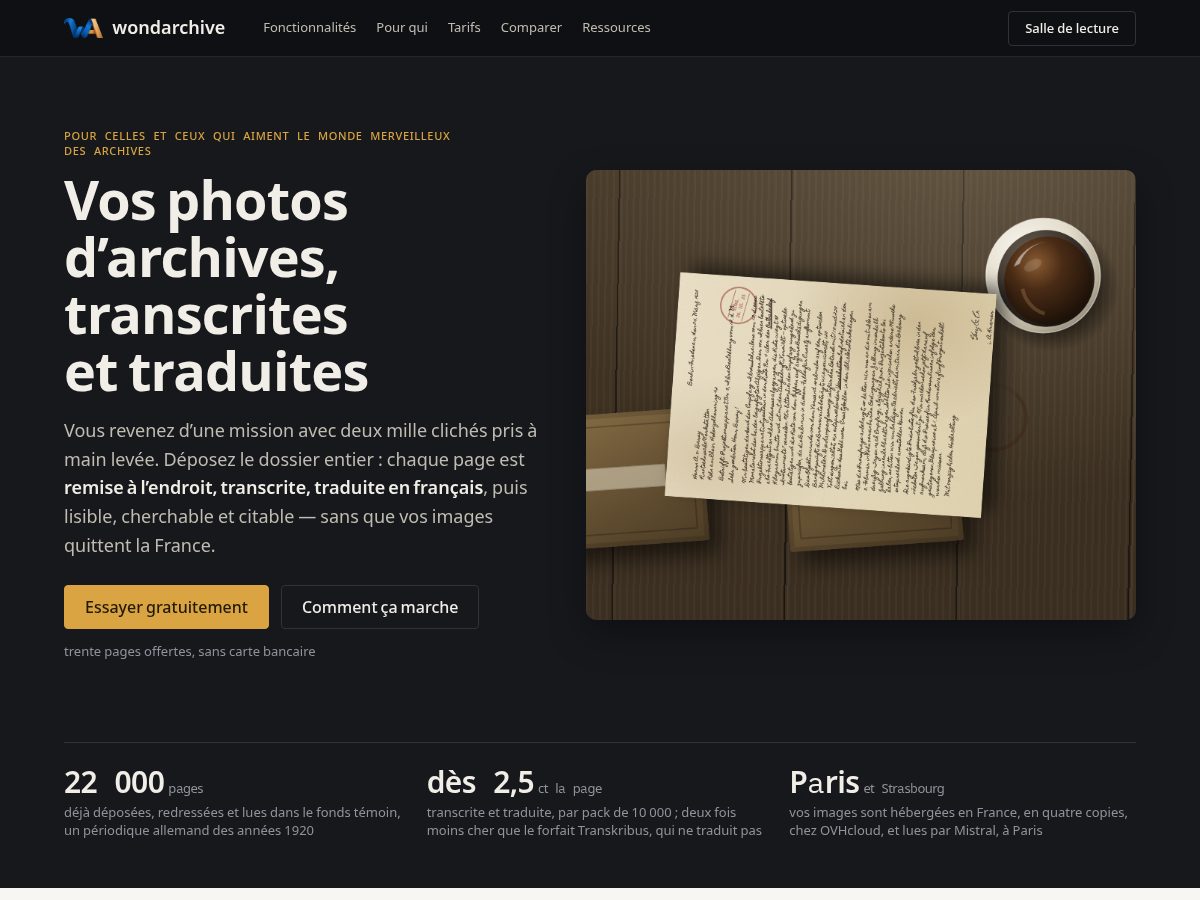 Landing-page snapshot of wondarchive.com