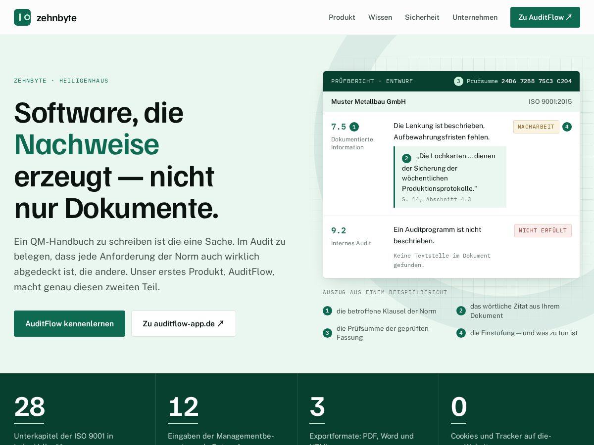 Landing-page snapshot of zehnbyte.com