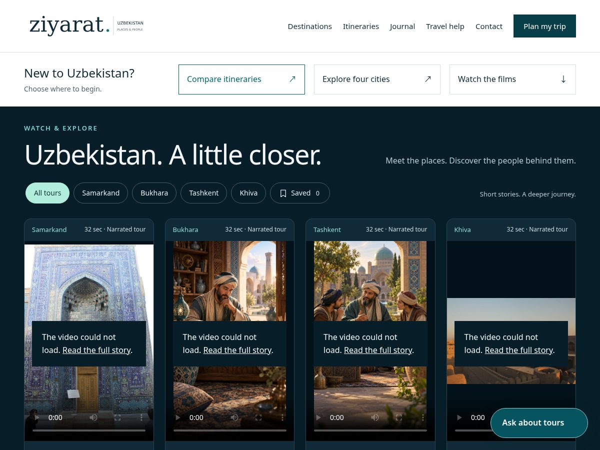 Landing-page snapshot of ziyarat.site