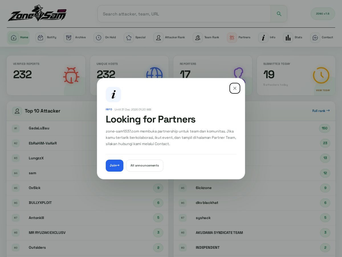 Landing-page snapshot of zone-sam1337.com