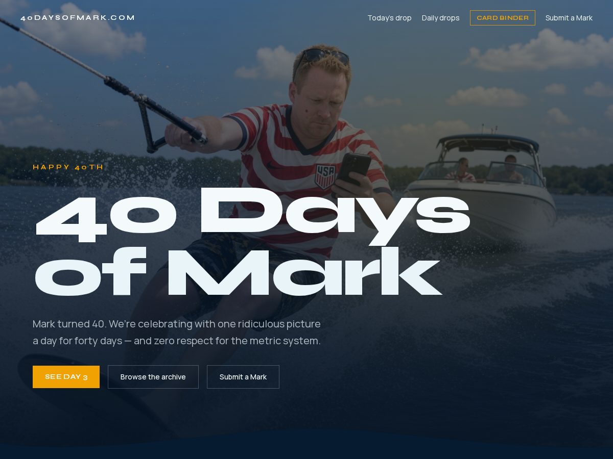 Landing-page snapshot of 40daysofmark.com