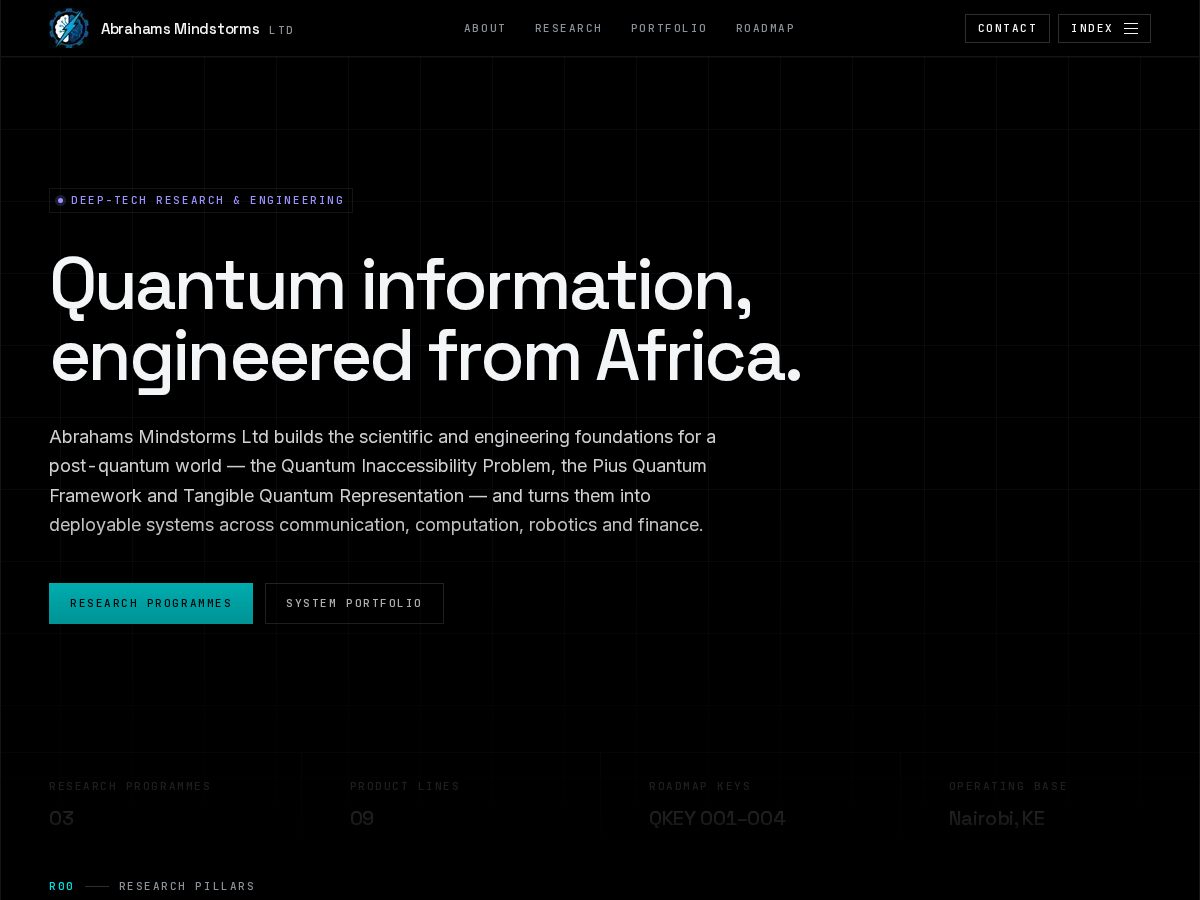 Landing-page snapshot of abrahamsmindstorms.com