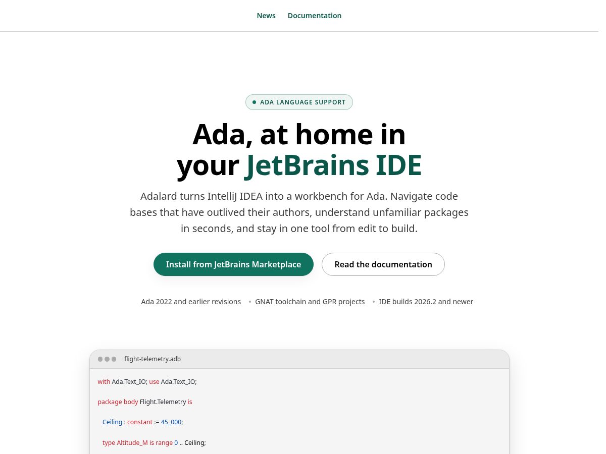 Landing-page snapshot of adalard.dev