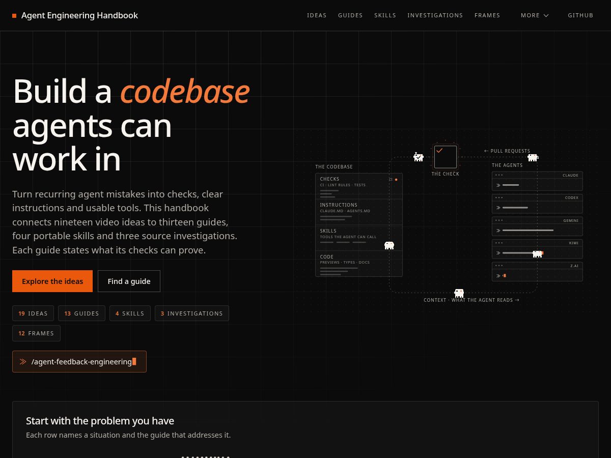 Landing-page snapshot of agent-engineering-handbook.dev