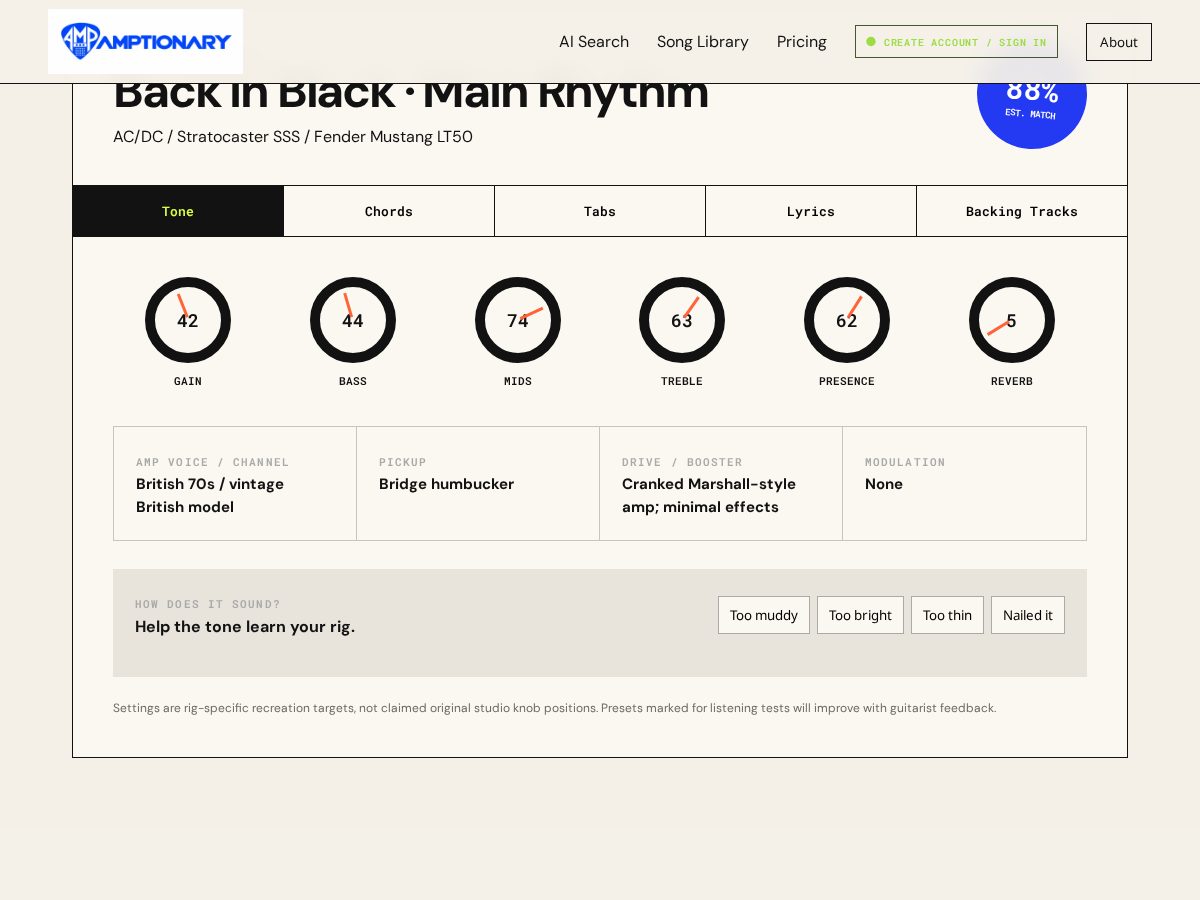 Landing-page snapshot of amptionary.com