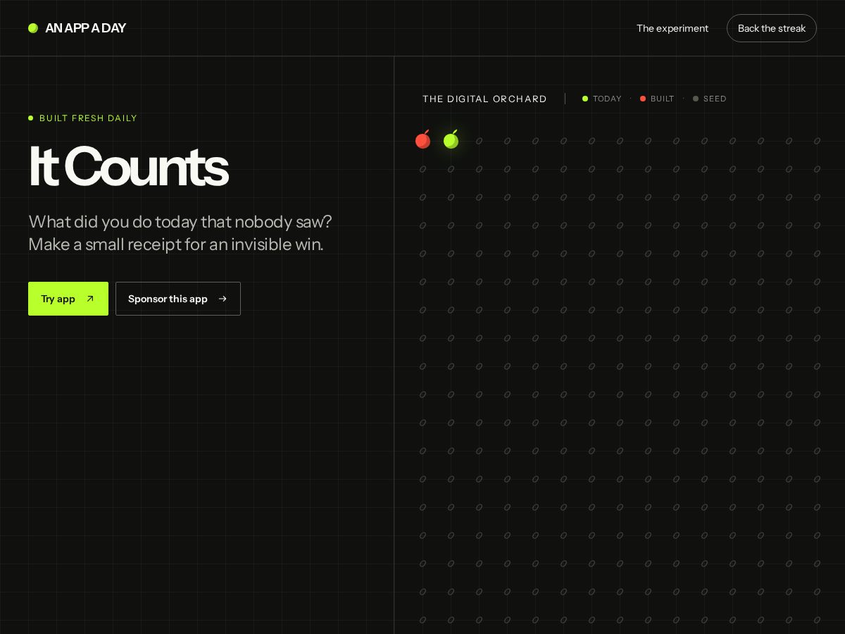 Landing-page snapshot of anappaday.fun