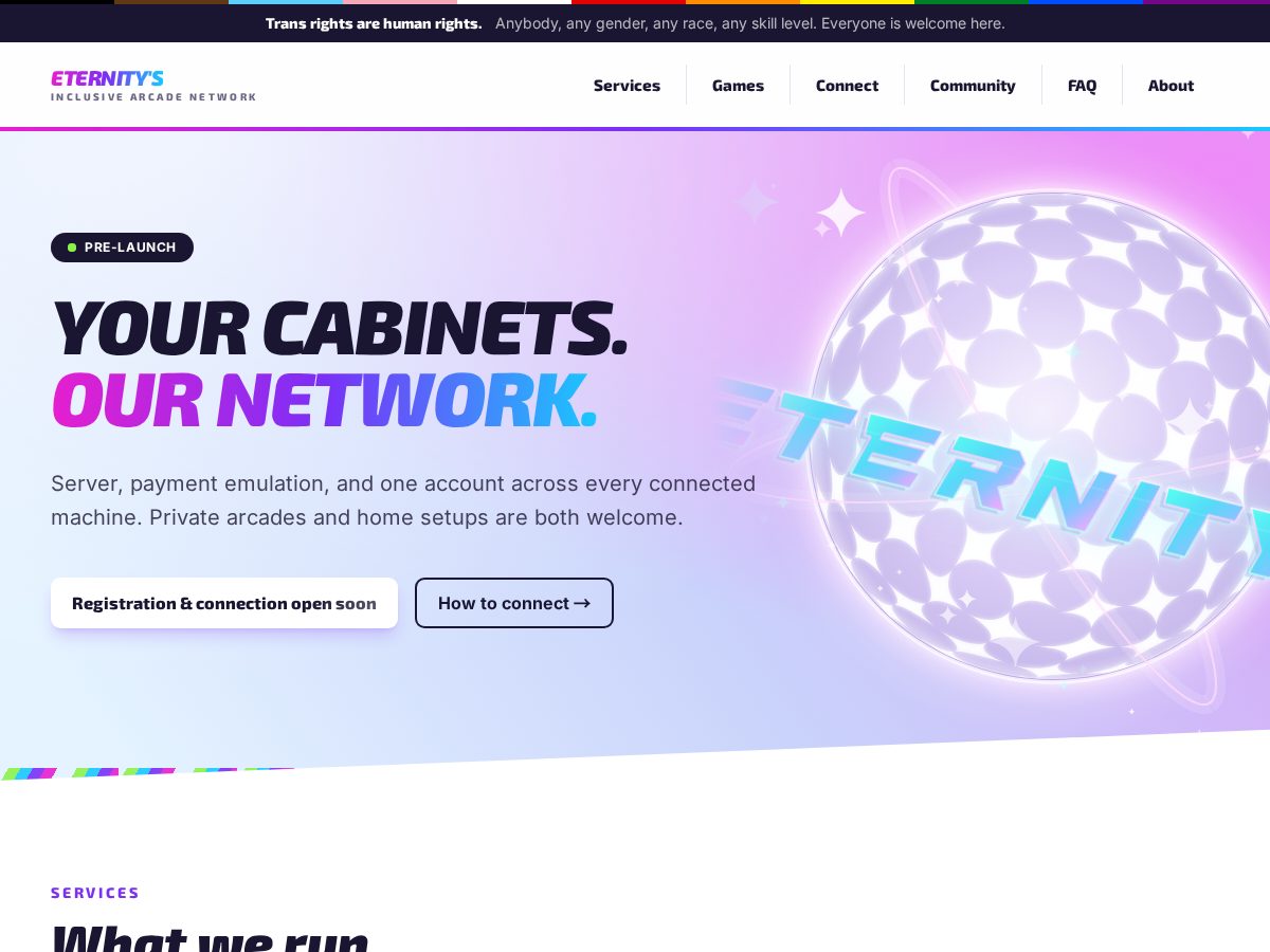 Landing-page snapshot of arcade4.gay
