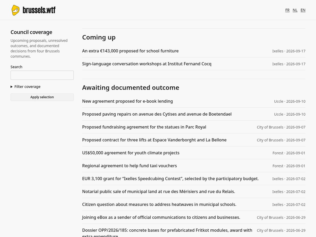 Landing-page snapshot of brussels.wtf