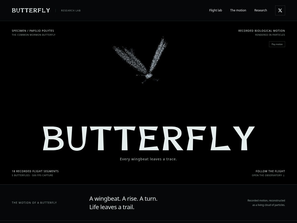 Landing-page snapshot of butterflyeffectchain.fun