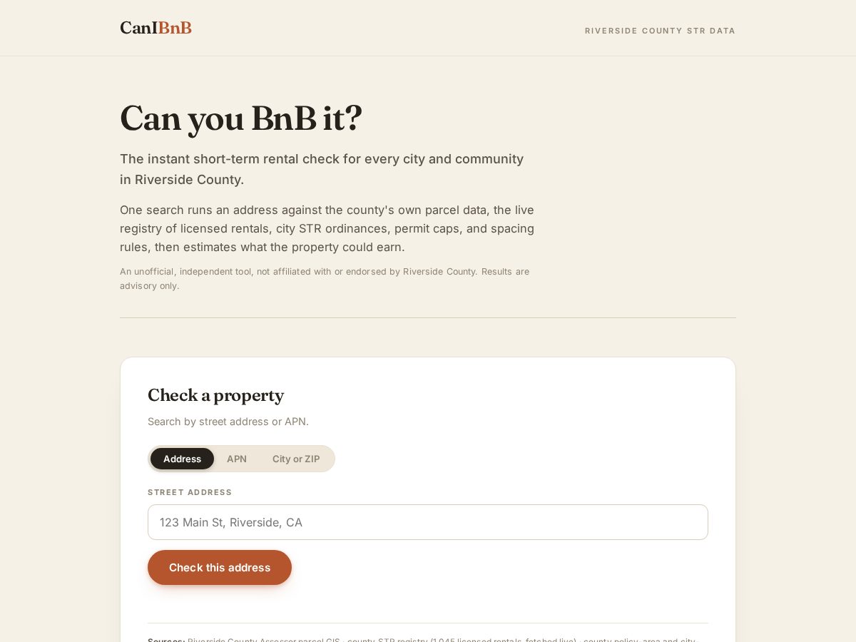 Landing-page snapshot of canibnb.com