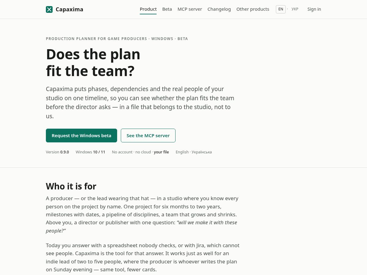 Landing-page snapshot of capaxima.com
