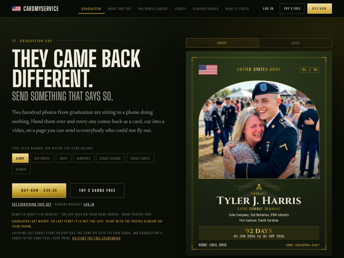 Landing-page snapshot of cardmyservice.com