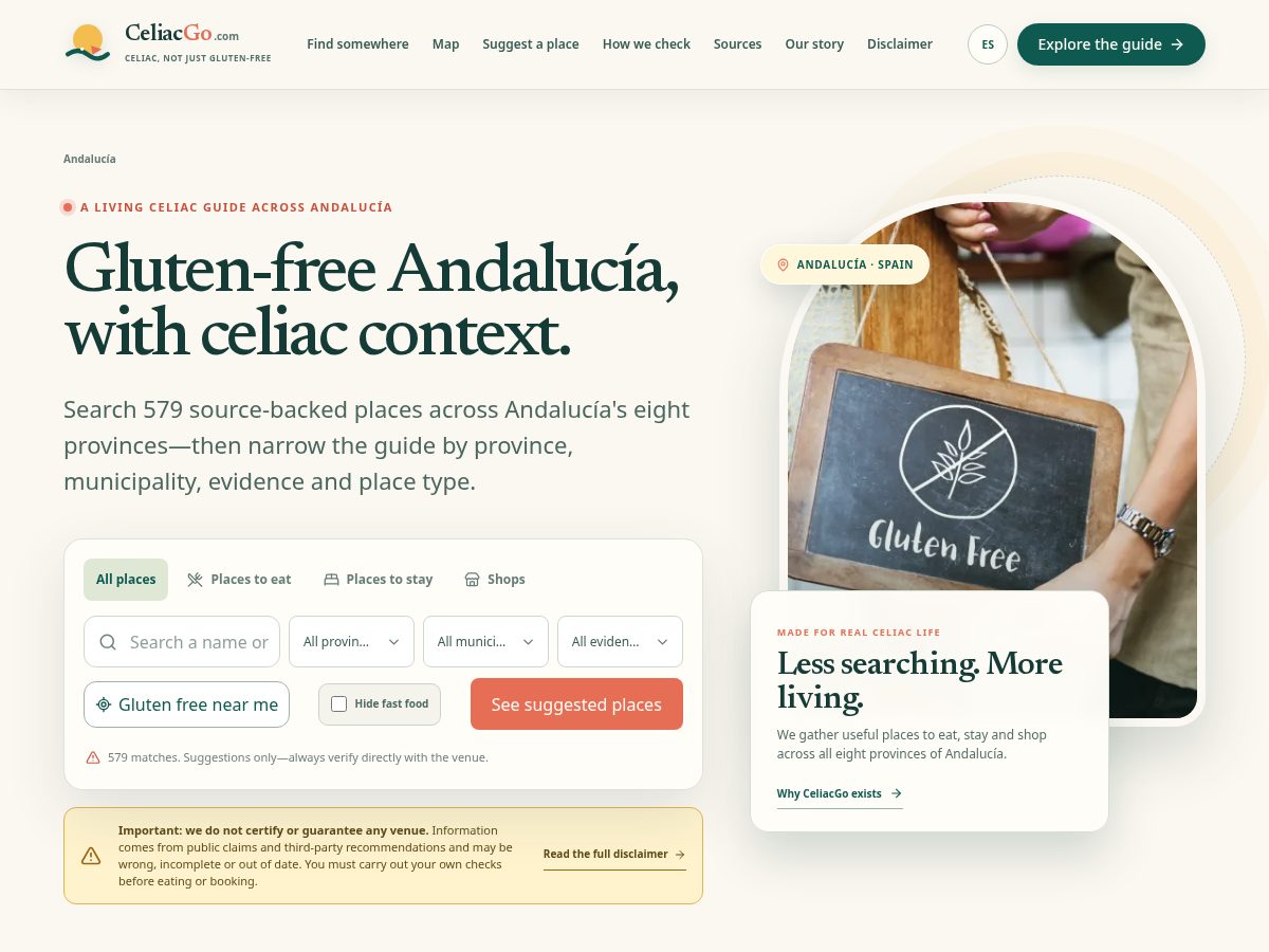 Landing-page snapshot of celiacgo.com