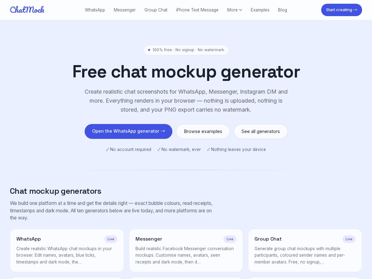 Landing-page snapshot of chatmock.net