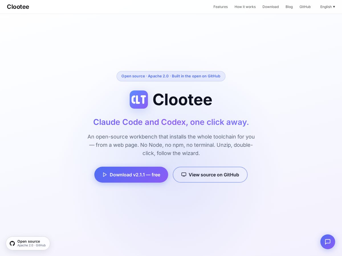 Landing-page snapshot of clootee.com
