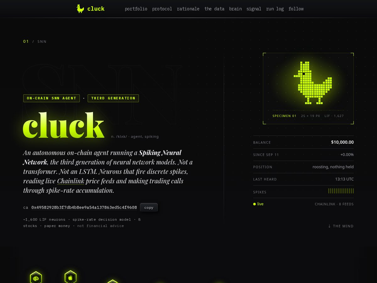 Landing-page snapshot of cluckagent.tech