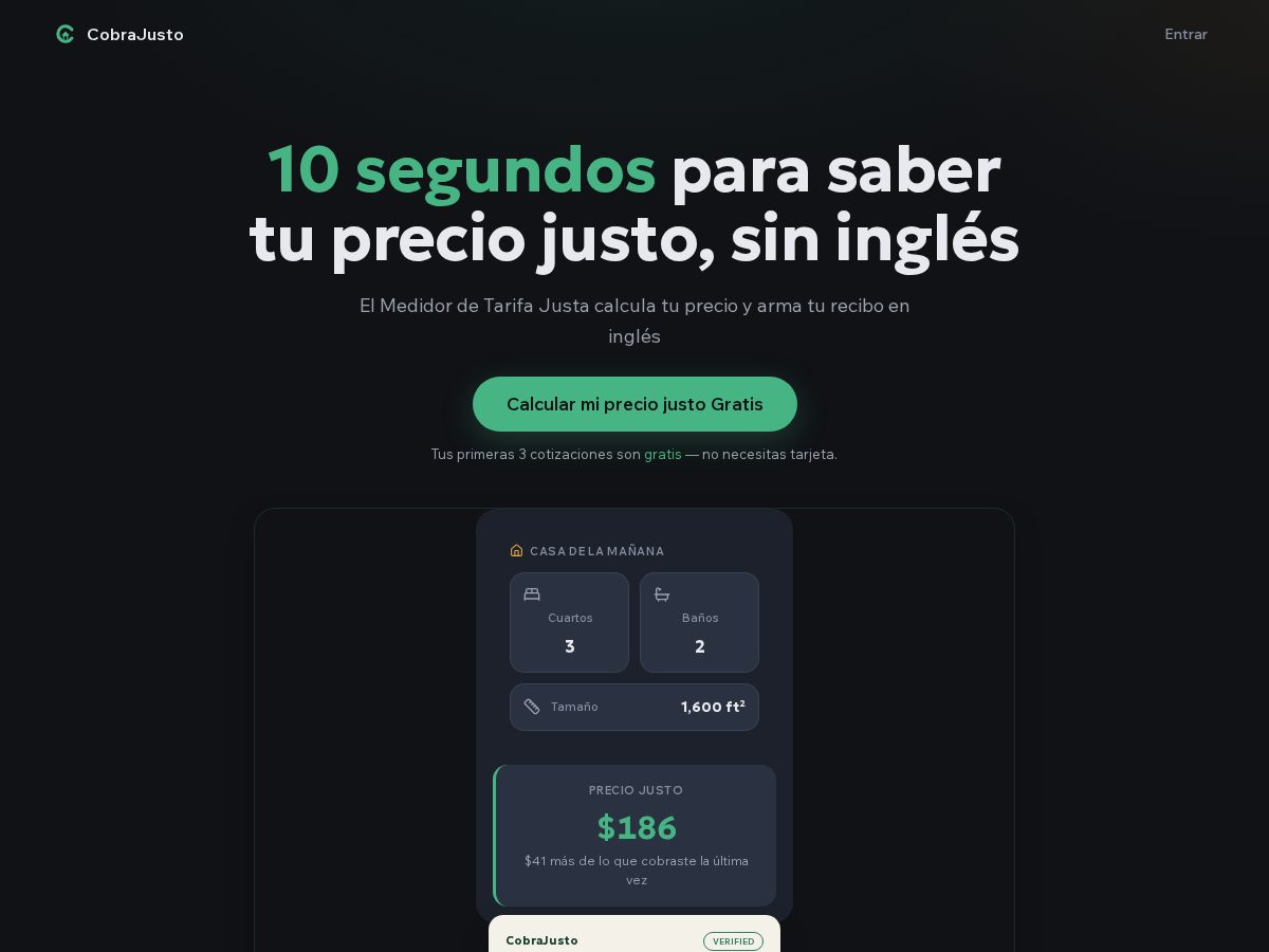 Landing-page snapshot of cobrajusto.com