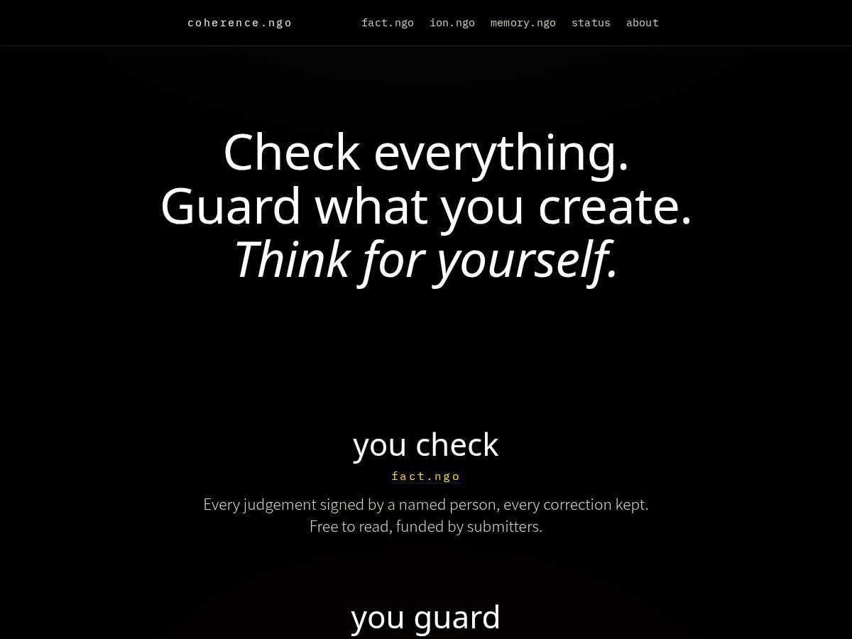 Landing-page snapshot of coherence.ngo
