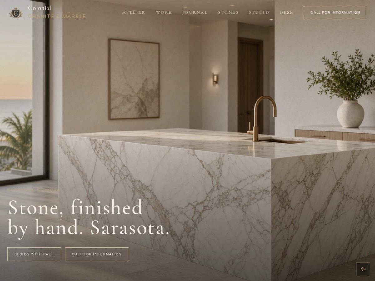 Landing-page snapshot of colonialgraniteandmarble.com