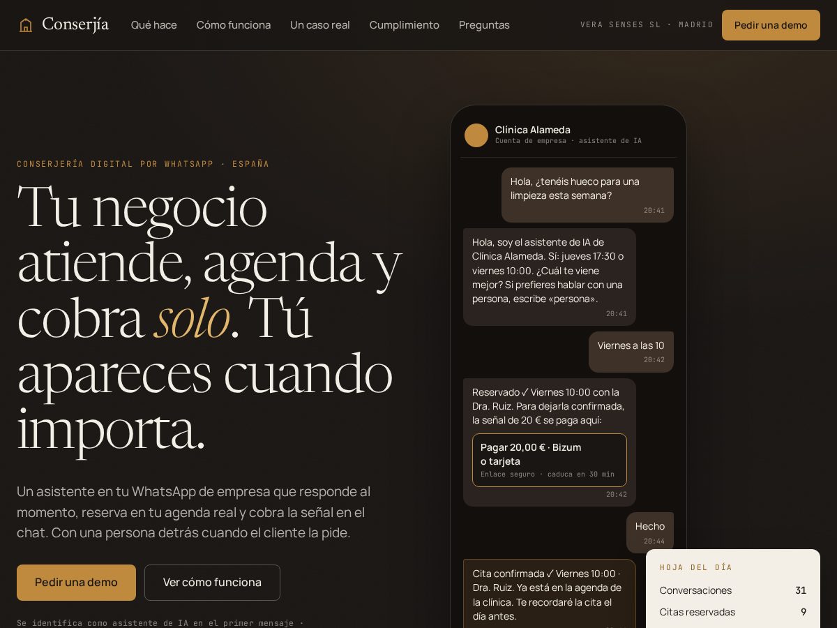 Landing-page snapshot of conserjia.com