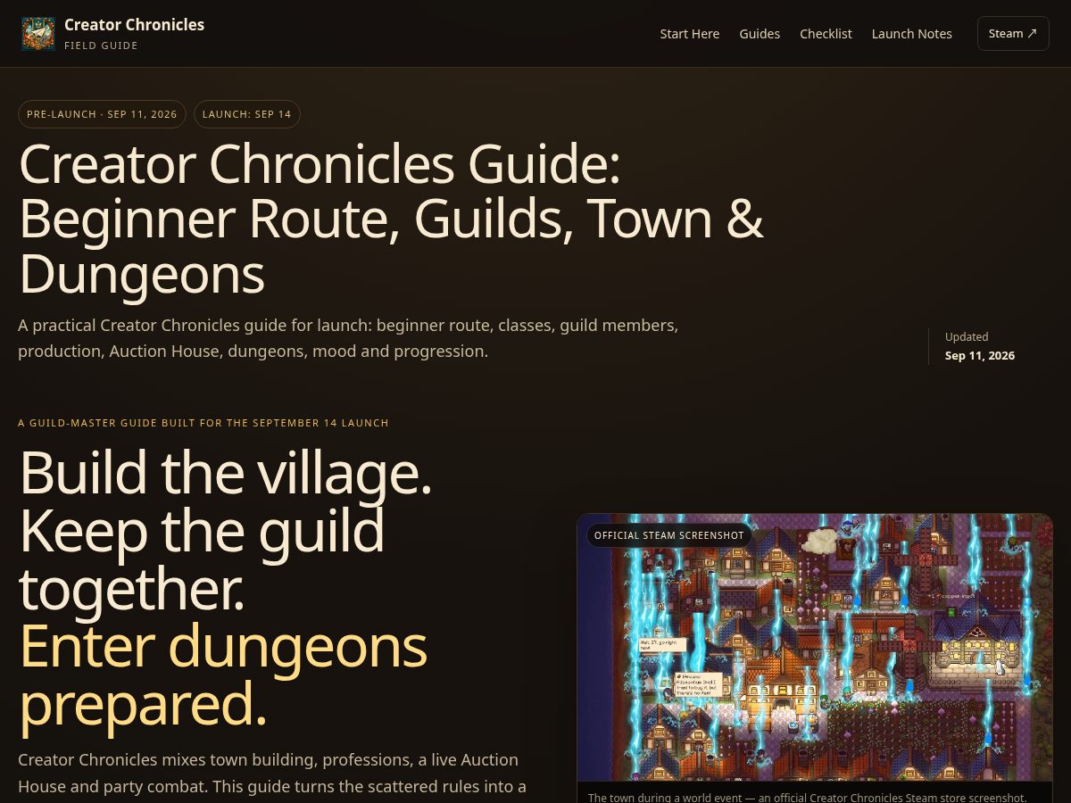 Landing-page snapshot of creatorchronicles.site