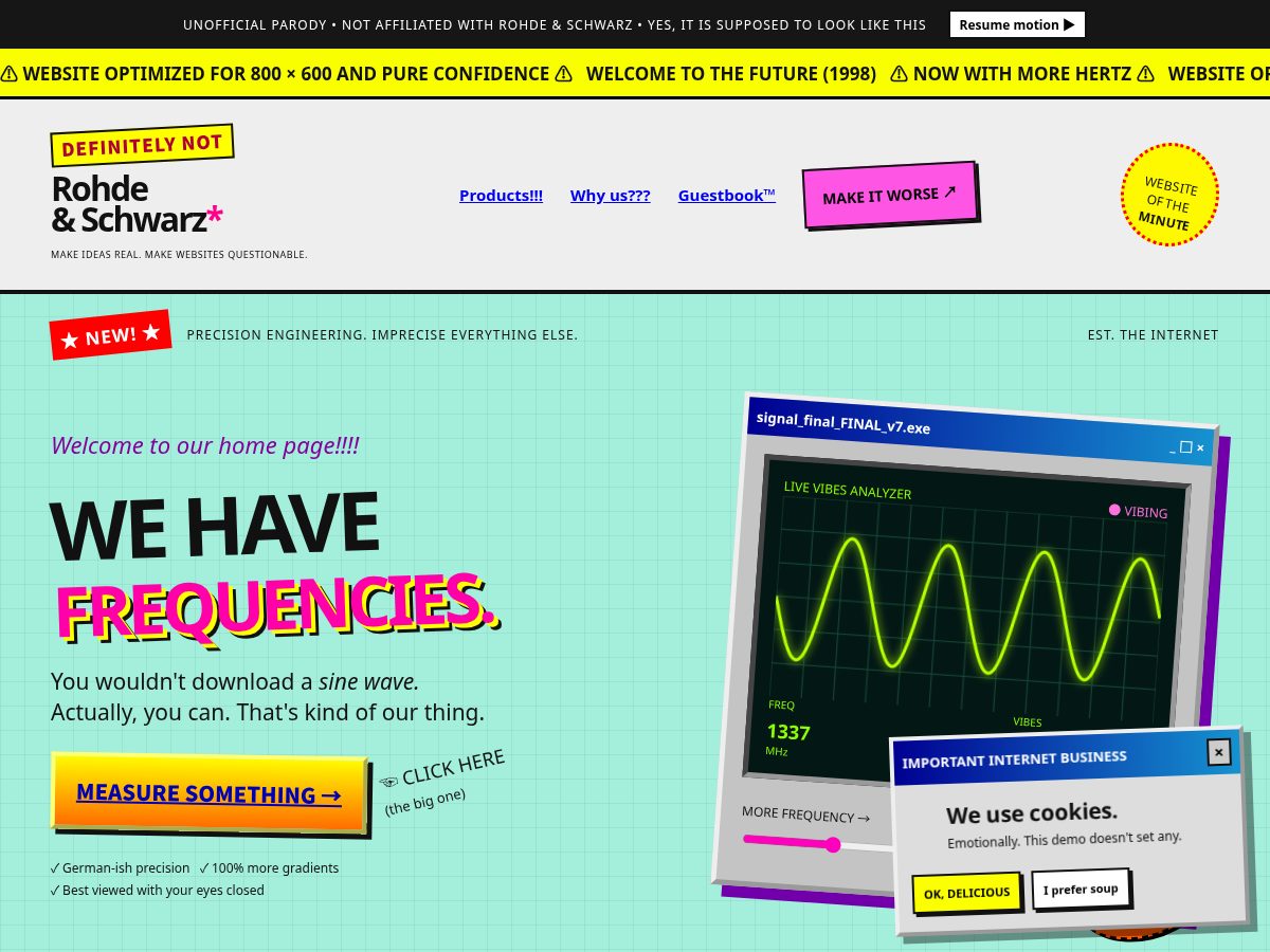 Landing-page snapshot of definitely-not-rohde-schwarz.com