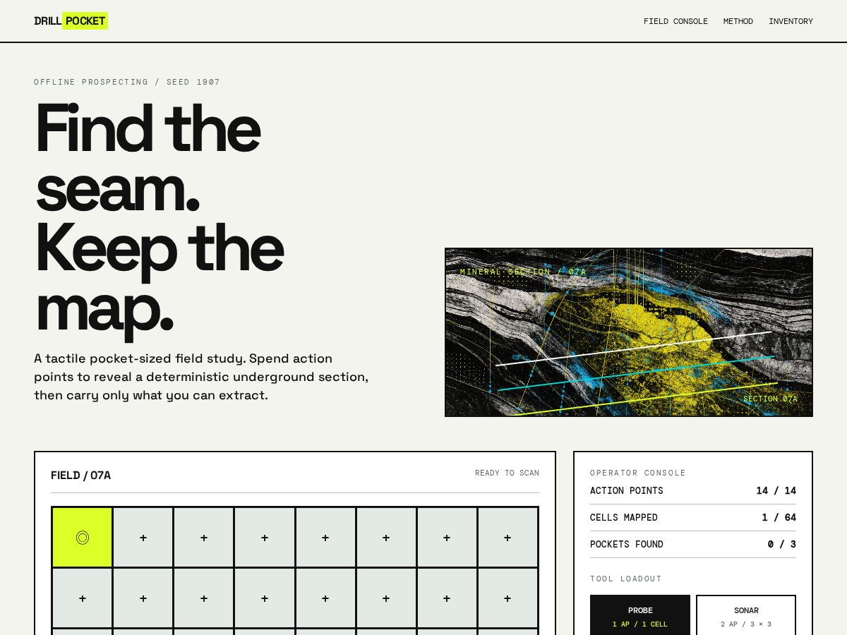Landing-page snapshot of drillpocket.xyz
