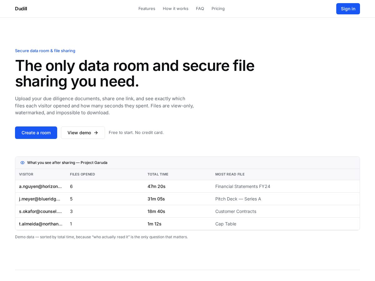 Landing-page snapshot of dudill.com