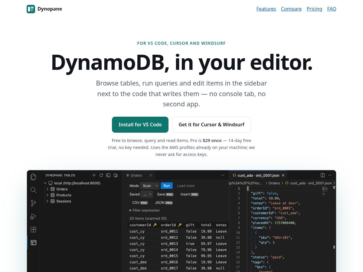 Landing-page snapshot of dynopane.com