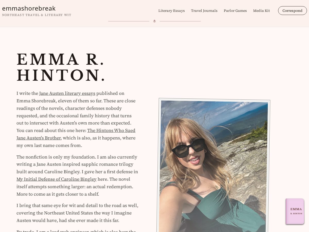 Landing-page snapshot of emmarhinton.com