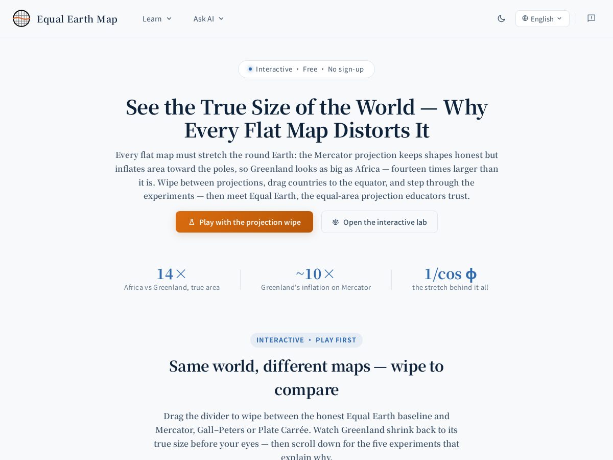 Landing-page snapshot of equalearthmap.online
