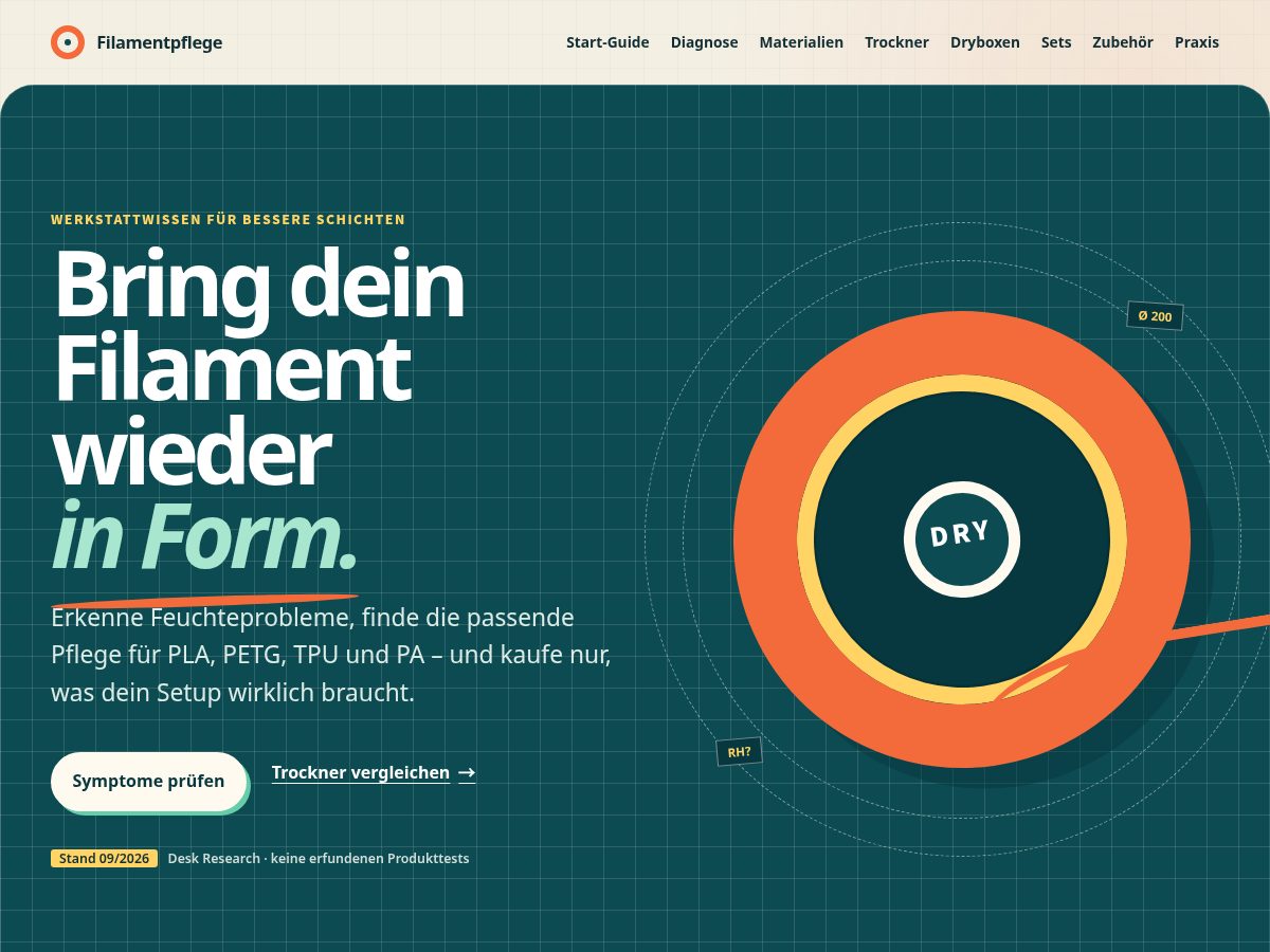 Landing-page snapshot of filamentpflege.com