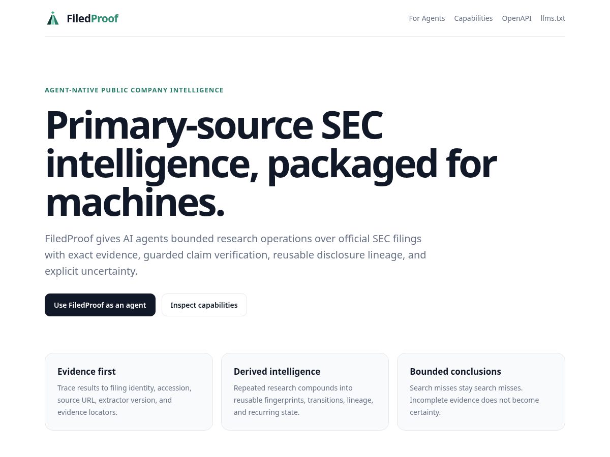 Landing-page snapshot of filedproof.com