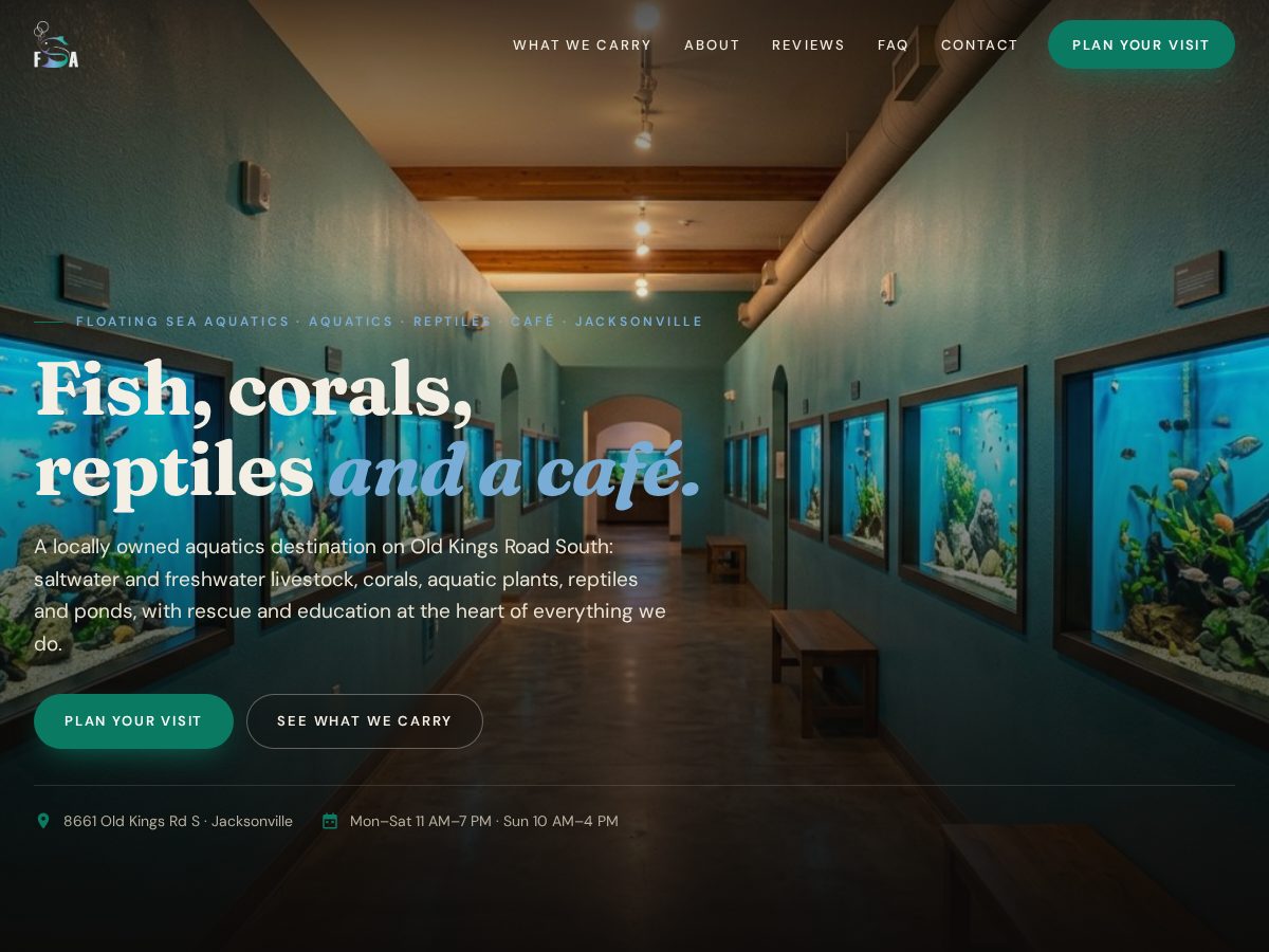 Landing-page snapshot of floatingseaaquatics.online