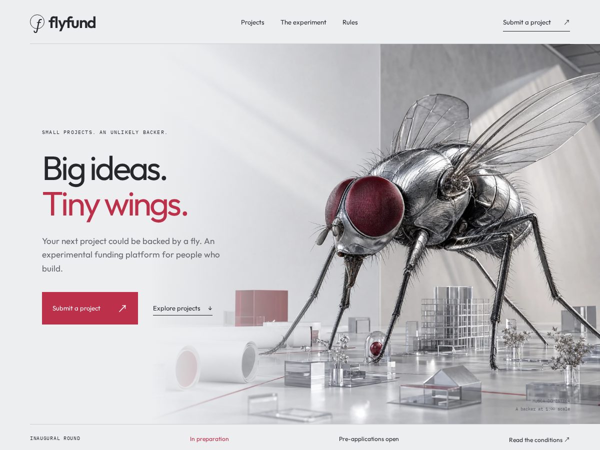 Landing-page snapshot of flyfund.fun