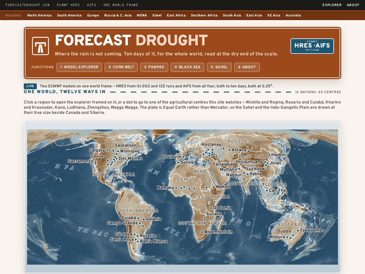Landing-page snapshot of forecastdrought.com