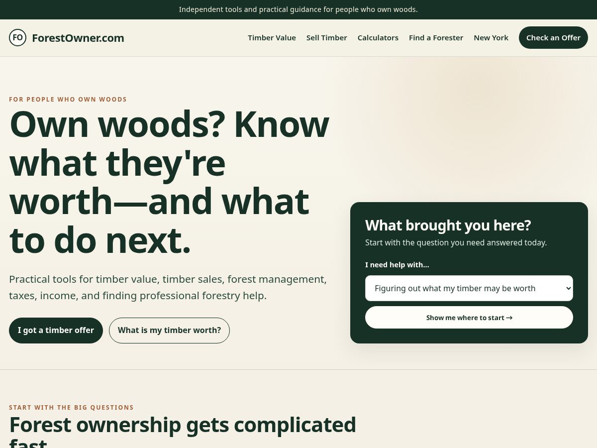 Landing-page snapshot of forestowner.com