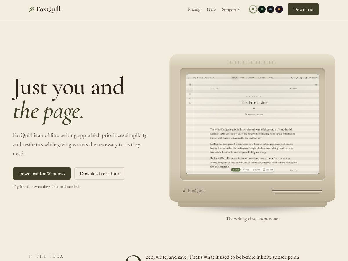 Landing-page snapshot of foxquill.studio