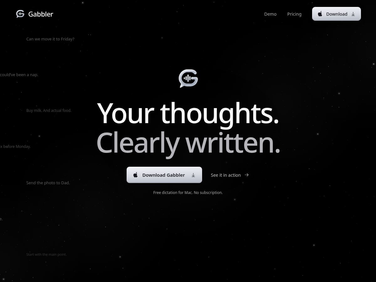 Landing-page snapshot of gabbler.app