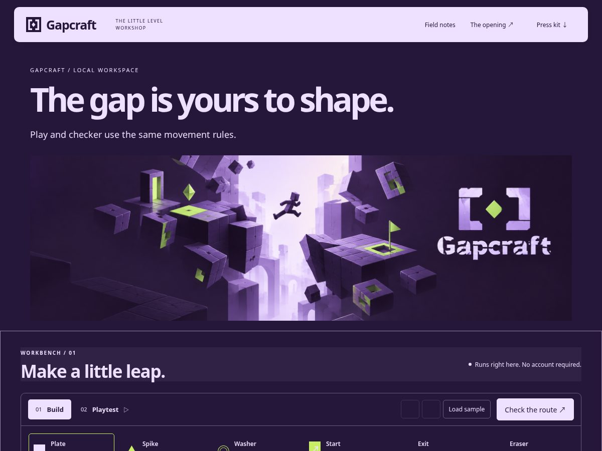 Landing-page snapshot of gapcraft.xyz